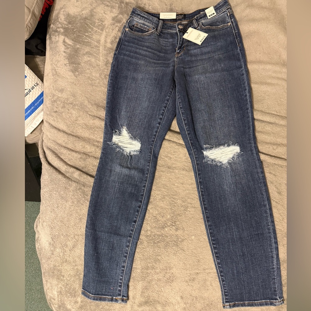 Judy Blue Dark Wash Distressed Skinny Jeans